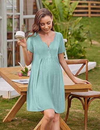 Ekouaer Labor and Delivery Gown, Nursing Nightgown, Maternity Nightgowns for Hospital Short Breastfeeding Nightgown