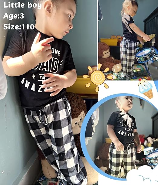 Ekouaer Boys Pajama 3 Pack Sleep Pants - Soft Elastic Waist Kids Plaid Lounge Bottoms With 2 Pockets