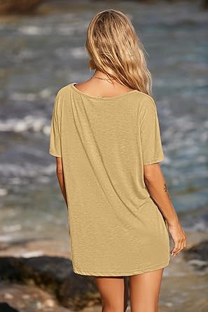 Ekouaer Women's Swimsuit Beach Cover Up Short Sleeve Cover Ups for Swimwear Bathing Suit Coverups