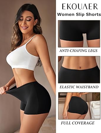 Ekouaer Boyshort Panties Women's Soft Underwear Briefs Invisible Hipster 3 Pack Seamless Boxer Brief Panties