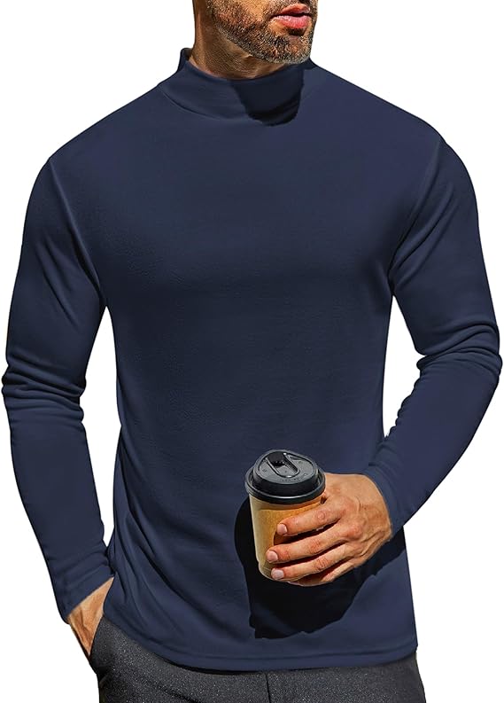 Ekouaer Men's Mock Turtleneck Long Sleeve Turtle Neck Tops Lightweight Undershirt Thermal Sweater Shirts