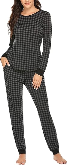 Ekouaer Womens Pajamas Sets Long Sleeve Tops with Jogger Pants Soft Pjs Lounge Set Outfits with Pockets