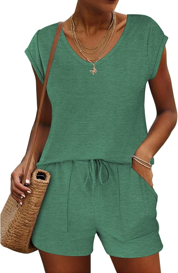 Ekouaer Womens Pajama Sets 2 Piece Lounge Sets Comfy Short Sleeve Tops and Shorts Cute Pjs Outfits Set