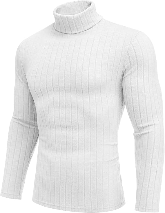 Ekouaer Mens Thermal Top Base Layers Turtleneck Long Sleeve Slim Fit Jumper Fall Winter Thermal Underwear Ribbed Lightweight
