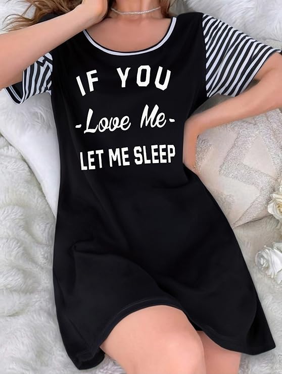 Ekouaer Nightgowns for Women Soft Sleep Shirts with Pockets Short Sleeves Printed Crewneck Nightshirt