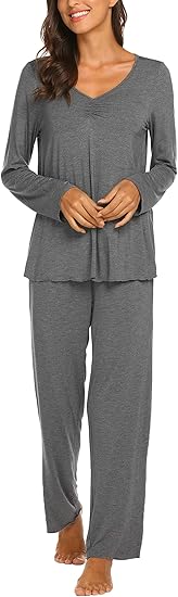 Ekouaer Womens Pajama Sets 2 Piece Lounge Set Fall Winter Pajamas Long Sleeve Pjs Top and Pants Soft Pj Sets Loose Sleepwear