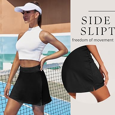 Ekouaer Golf Skorts for Woman High Waisted Active Skort Lightweight Tennis Skirt with 2 Pockets Workout Pickleball Sports