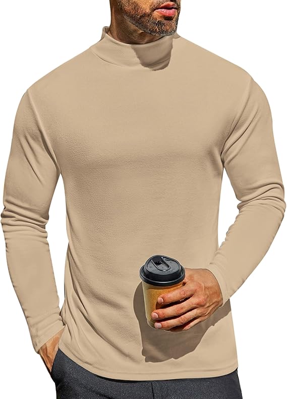Ekouaer Men's Mock Turtleneck Long Sleeve Turtle Neck Tops Lightweight Undershirt Thermal Sweater Shirts