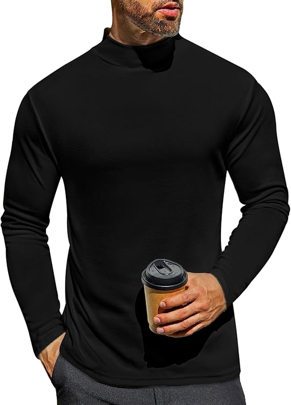 Ekouaer Men's Mock Turtleneck Long Sleeve Turtle Neck Tops Lightweight Undershirt Thermal Sweater Shirts