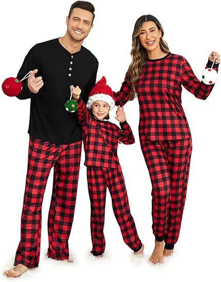 Ekouaer Family Christmas Pajamas Matching Sets Womens Mens Pjs Long Sleeve Sleepwear Holiday Lounge Sets