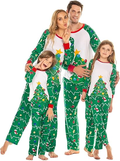 Ekouaer Christmas Pajamas for Family Matching Sets Long Sleeve Xmas Pj Set Soft Holiday Sleepwear