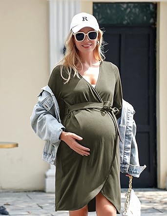 Ekouaer Maternity Robe Nursing Robes for Hospital Labor Delivery V Neck Pregnancy Bathrobe Womens Postpartum Nightgown