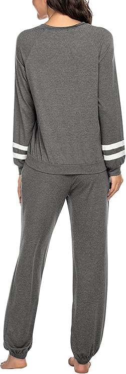 Ekouaer Sweatsuits Womens Loungewear Set Tracksuit Long Sleeve Pajamas Set with Pockets 2 Piece Outfits Lounge Sets