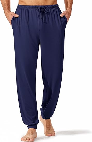 Ekouaer Men's Pajama Pants, Lightweight Loungewear, Comfy Jogger Sleep Pant Long Pj Bottoms with Drawstring & Pockets
