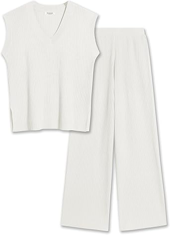 Ekouaer Lounge Sets for Women 2 Piece Outfits Knit Sweater Vest Lounge Pants Casual Matching Loungewear Set