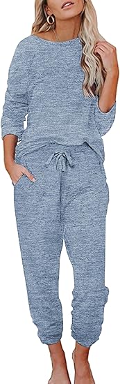 Ekouaer Womens Pajamas Set Long Sleeve Loungewear Soft Lounge Set Joggers with Pockets