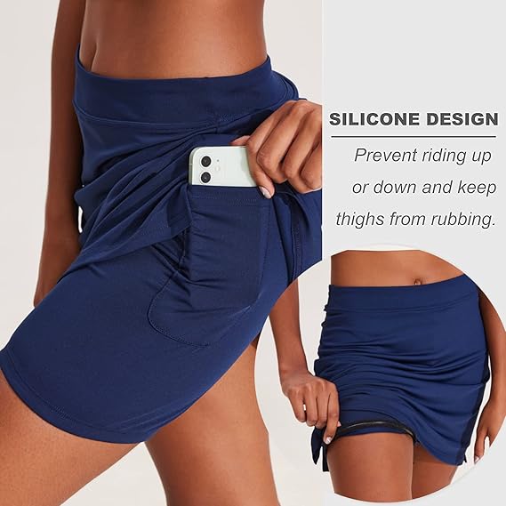 Ekouaer Golf Skorts for Woman High Waisted Active Skort Lightweight Tennis Skirt with 2 Pockets Workout Pickleball Sports