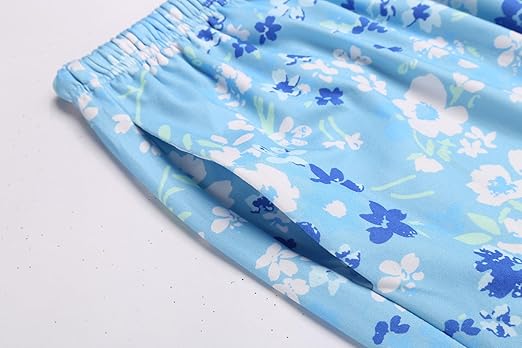 Ekouaer 3 PCS Capri Pajamas for Women Set Short Sleeve Pajama Sets Floral Pj Sets Soft Sleepwear with Pockets