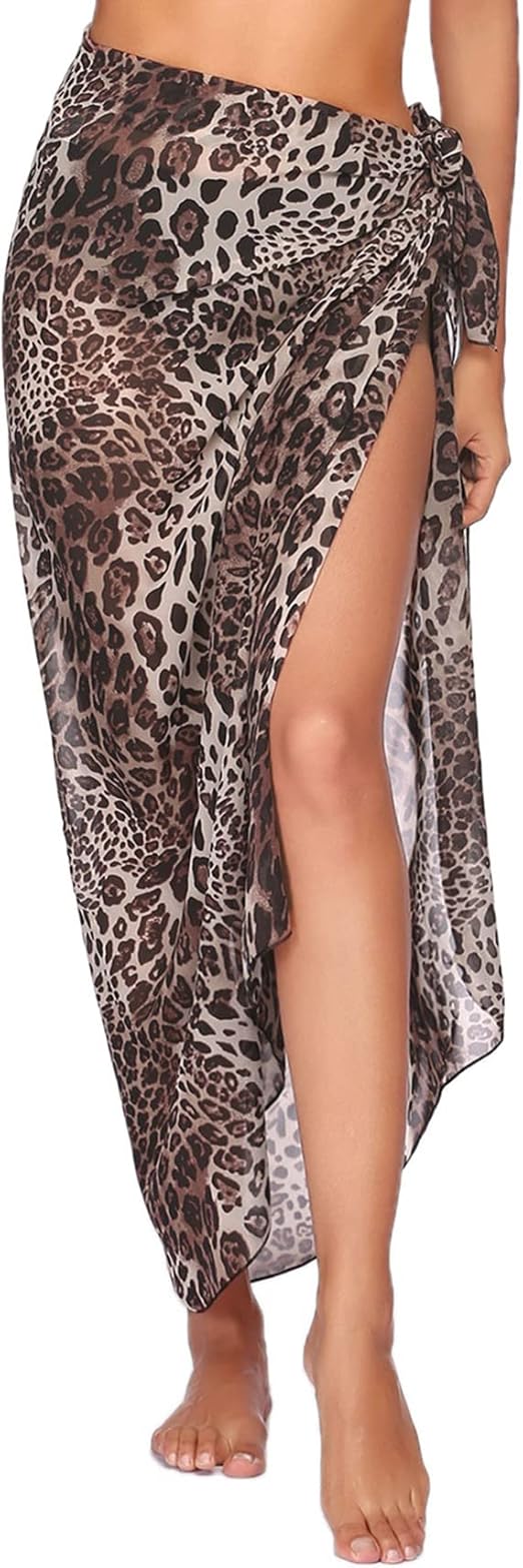 Ekouaer Women Sarong Swimsuit Coverups Chiffon Long Bikini Wraps Sheer Beach Bathing Suit Cover Up