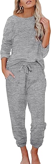 Ekouaer Womens Pajamas Set Long Sleeve Loungewear Soft Lounge Set Joggers with Pockets