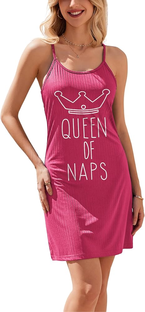 Ekouaer Womens Nightgowns for Women Sleeveless Rib Knit Sleepwear Chemise Nightgown Full Slip Ribbed Knit Dress