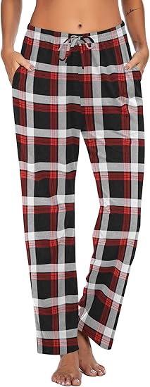 Ekouaer Women Pajama Pants Comfy Pj Bottom with Pockets Stretch Plaid Sleepwear