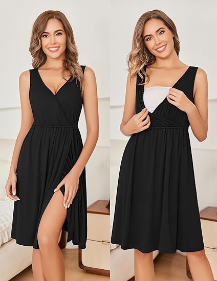 Ekouaer Maternity Nursing Gown and Robe Set Labor Delivery Nursing Nightgowns for Breastfeeding Pregnancy Clothes