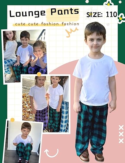 Ekouaer Boys Pajama 3 Pack Sleep Pants - Soft Elastic Waist Kids Plaid Lounge Bottoms With 2 Pockets