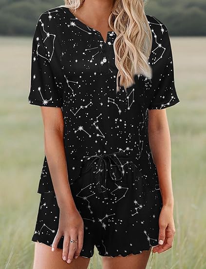 Ekouaer Tie Dye Pajamas Set Womens Loungewear Sleepwear 2 Piece PJ Sets