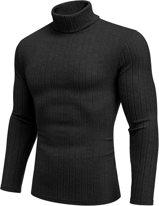 Ekouaer Mens Thermal Top Base Layers Turtleneck Long Sleeve Slim Fit Jumper Fall Winter Thermal Underwear Ribbed Lightweight