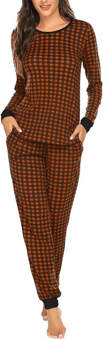 Ekouaer Womens Pajamas Sets Long Sleeve Tops with Jogger Pants Soft Pjs Lounge Set Outfits with Pockets