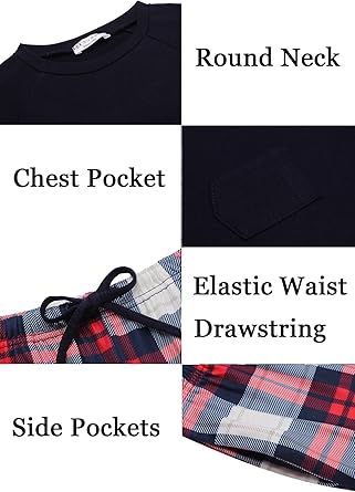 Ekouaer Family Matching Pajamas Christmas Sleepwear Long Sleeve Shirt with Plaid Pants Soft Loungewear Pjs Set