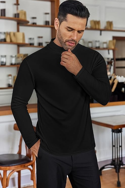 Ekouaer Men's Mock Turtleneck Long Sleeve Turtle Neck Tops Lightweight Undershirt Thermal Sweater Shirts