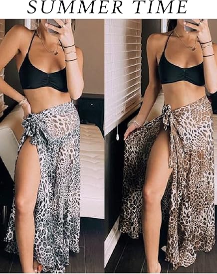 Ekouaer Women Sarong Swimsuit Coverups Chiffon Long Bikini Wraps Sheer Beach Bathing Suit Cover Up