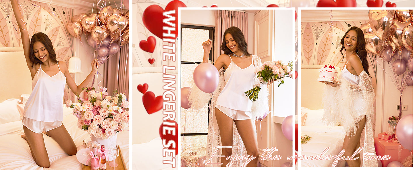 Ekouaer Silk Pjs for Women Satin Pajamas Set Lingerie Camisole Pajamas Cami Shorts Set Nightwear