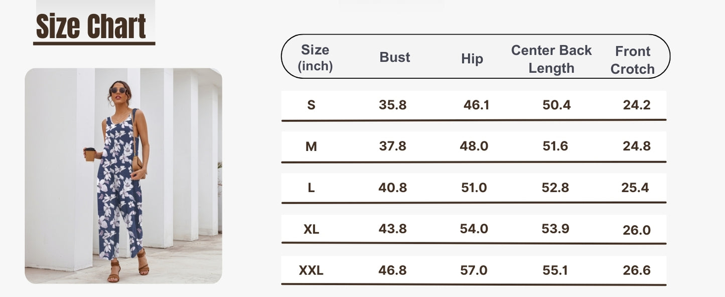 Ekouaer Sleeveless Jumpsuits for Women Casual Summer Scoop Neck Tank Rompers Wide Leg Pants Overall Jumpers with Pockets