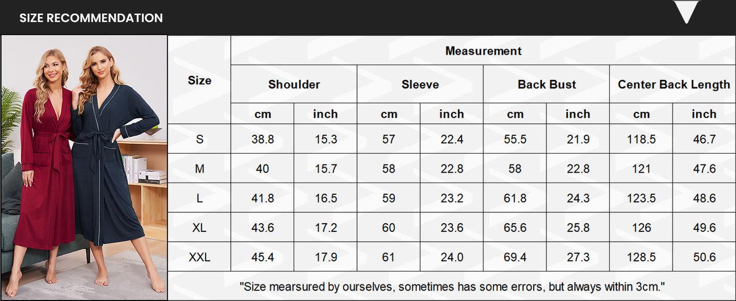 Ekouaer Women Robes Full Length Knit Bathrobe Lightweight Soft Sleepwear V-neck Casual Ladies Loungewear