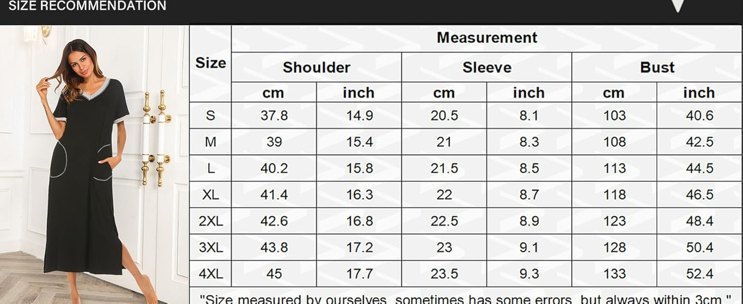 Ekouaer Women's Full Length Short Sleeve Nightgown
