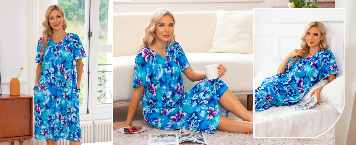 Ekouaer Women's House Dress with Pockets