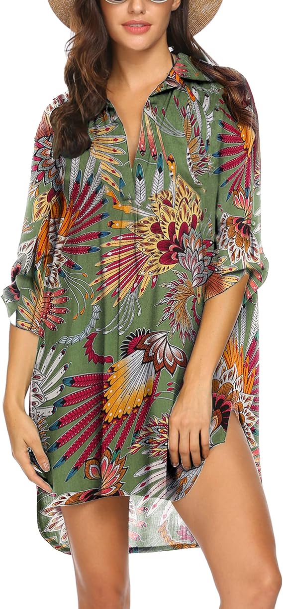 Ekouaer Beach Cover Ups for Women Bikini Swimsuit Coverup Beach Dress Shirt