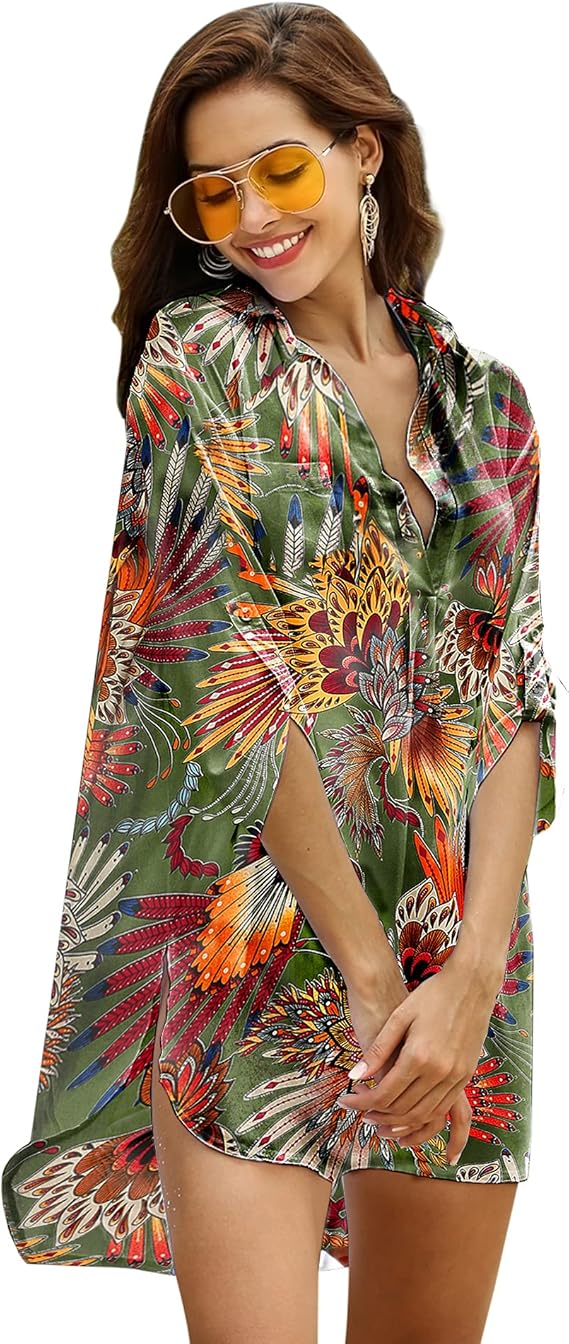 Ekouaer Beach Cover Ups for Women Bikini Swimsuit Coverup Beach Dress Shirt