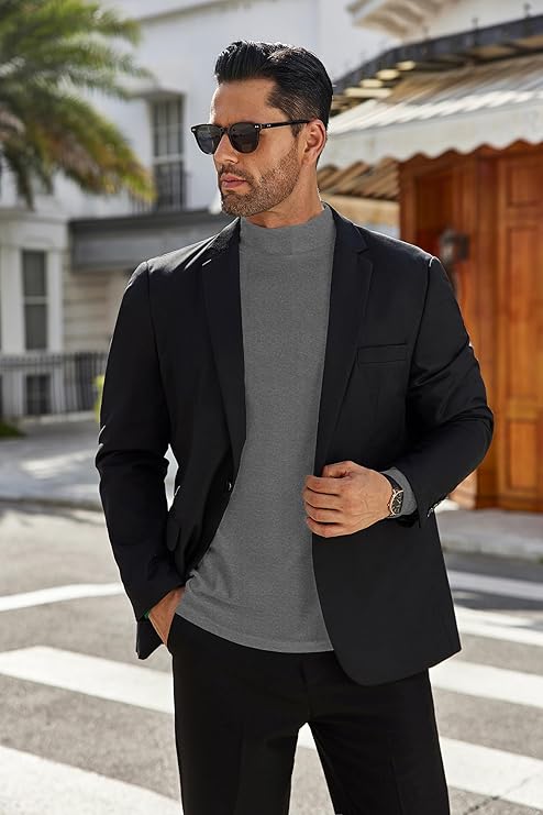 Ekouaer Men's Mock Turtleneck Long Sleeve Turtle Neck Tops Lightweight Undershirt Thermal Sweater Shirts