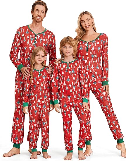 Ekouaer Christmas Pajamas for Family Matching Pj Sets Womens Mens Kids Pjs Long Sleeve Sleepwear Lounge Sets Outfits