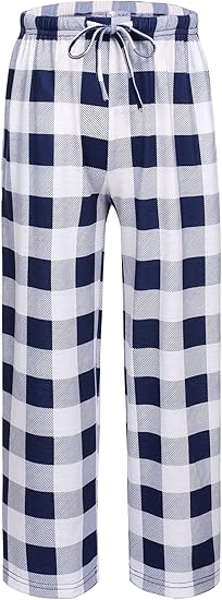 Ekouaer Boys Pajama Pants Long Sleep Soft Elastic Waist Bottoms Plaid Lounge With 2 Pockets 4-14 Years