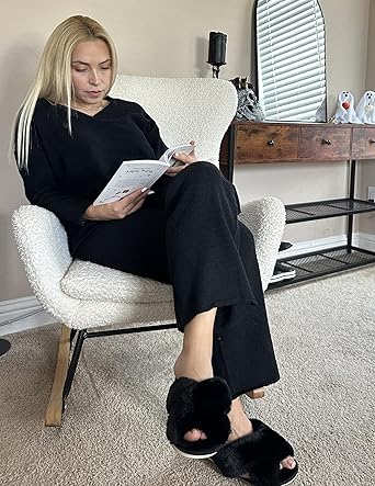 Ekouaer Womens Pajama Sets Fuzzy Fleece Sleepwear Long Sleeve Pjs 2 Piece Lounge Set Fall Outfits Sweater Nightwear