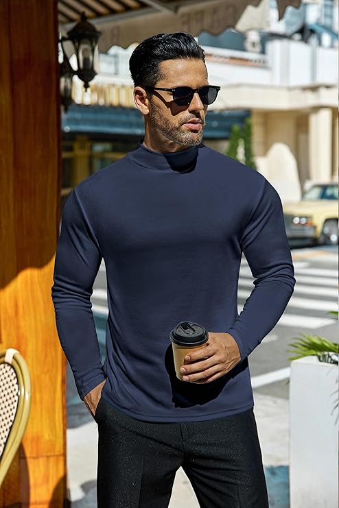 Ekouaer Men's Mock Turtleneck Long Sleeve Turtle Neck Tops Lightweight Undershirt Thermal Sweater Shirts