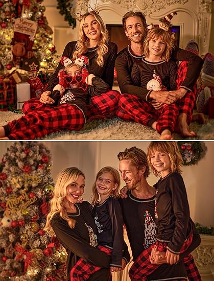 Ekouaer Soft Christmas Matching Men's Family Pajama Set Xmas Holiday Sleepwear PJS