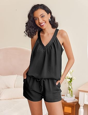Ekouaer Lounge Sets for Women 2 Piece Summer Pajamas Tank Top Shorts Set Comfy Loungewear Cute Beach Vacation Outfits