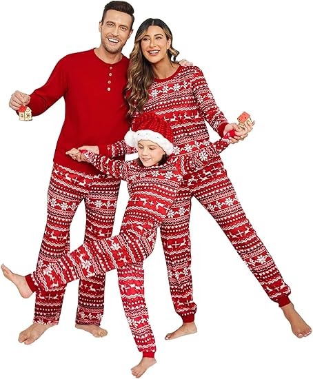 Ekouaer Family Christmas Pajamas Matching Sets Womens Mens Pjs Long Sleeve Sleepwear Holiday Lounge Sets