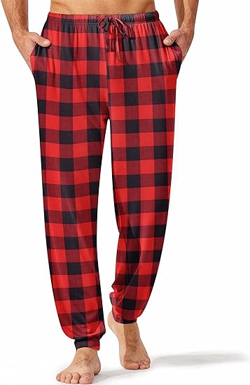 Ekouaer Men's Pajama Pants, Lightweight Loungewear, Comfy Jogger Sleep Pant Long Pj Bottoms with Drawstring & Pockets